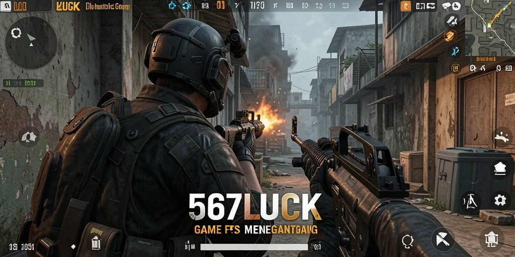 Screenshot gameplay 567LUCK yang menunjukkan aksi tembak-menembak yang intens.