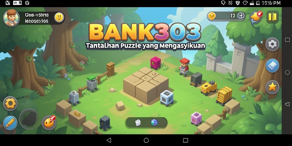 Tangkapan layar utama BANK303 menampilkan pemain menyelesaikan tantangan Puzzle.