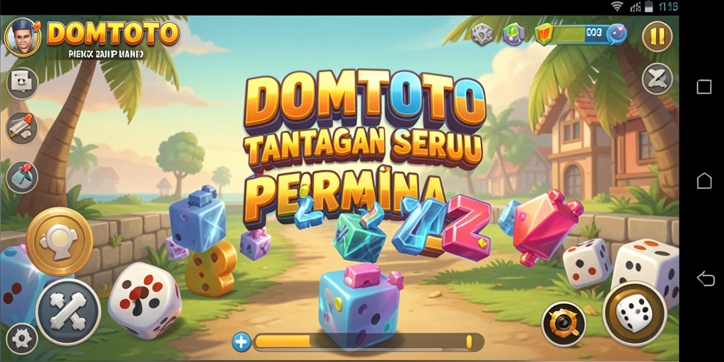 Screenshot gameplay DOMTOTO menunjukkan tantangan seru dalam memecahkan teka-teki.