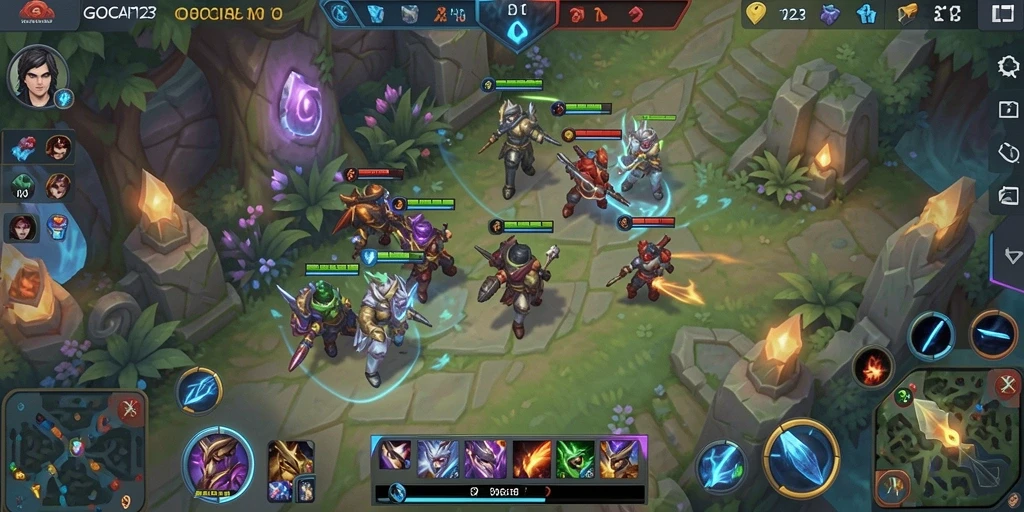 Tampilan seru gameplay GOCAP123 dalam pertandingan MOBA.