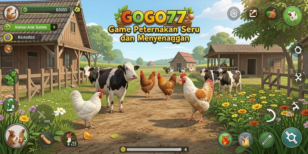 Screenshot gameplay GOGO77 menampilkan aktivitas bertani yang seru.
