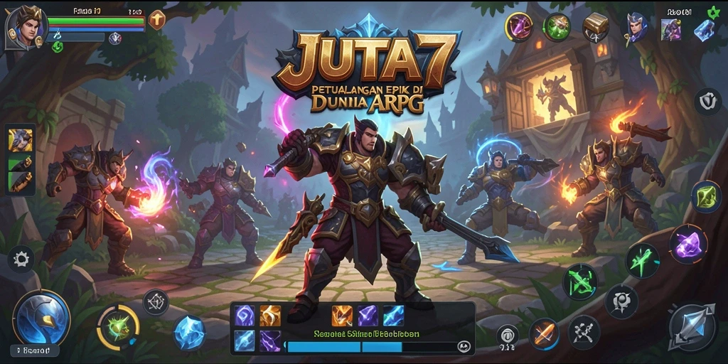 Gameplay ARPG JUTA7 dengan pertarungan yang dinamis dan karakter menarik.
