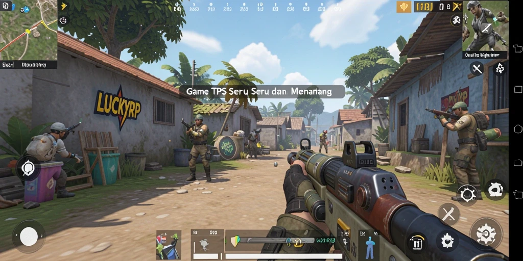 Screenshot gameplay <strong>LUCKYRP</strong> menampilkan aksi mendebarkan dalam pertarungan TPS.