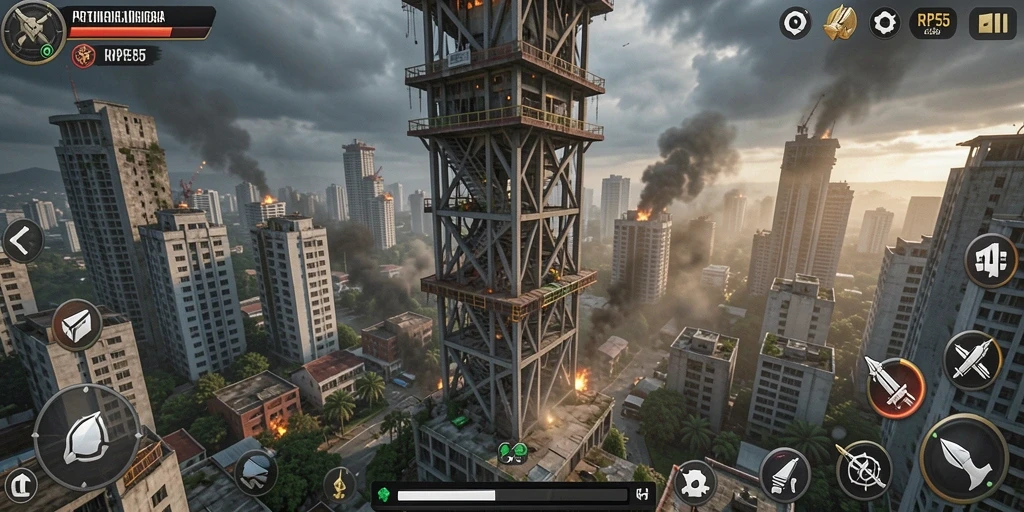 Tampilan gameplay RP55 dengan strategi Tower Defense yang menarik.