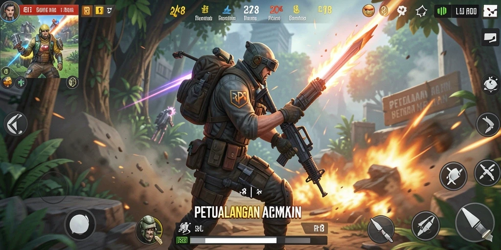 Screenshot RP8 menampilkan aksi seru dalam pertempuran.