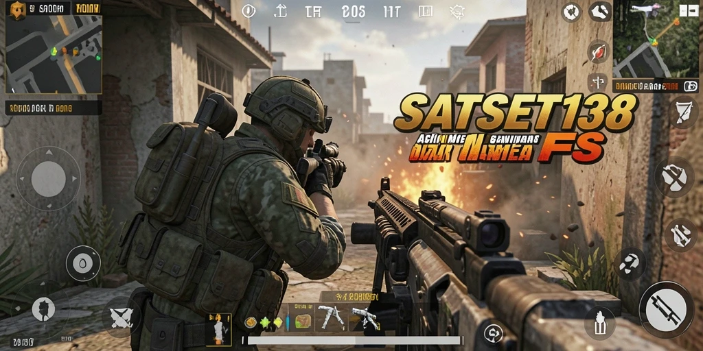 Screenshot utama SATSET138 menampilkan aksi menegangkan dalam gameplay FPS.