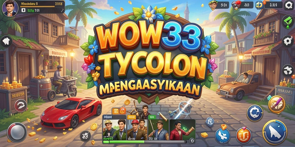 Screenshot gameplay WOW33 menampilkan manajemen bisnis yang kompleks dan menantang.